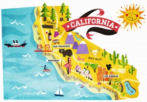 Map of tourist attractions in California